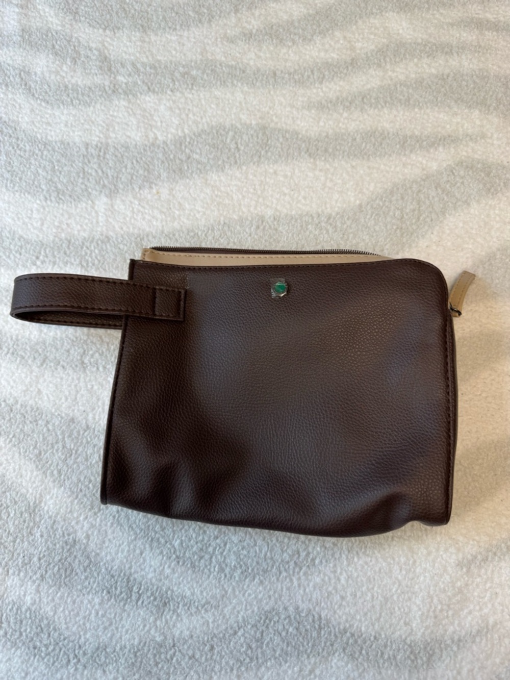 BVLGARI & Emirates Chocolate Brown and Turquoise Zip Clutch